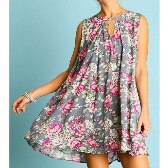 Umgee Dresses & Skirts - Umgee | Floral Trapeze Sleeveless Floral Swing Dress Size Small
